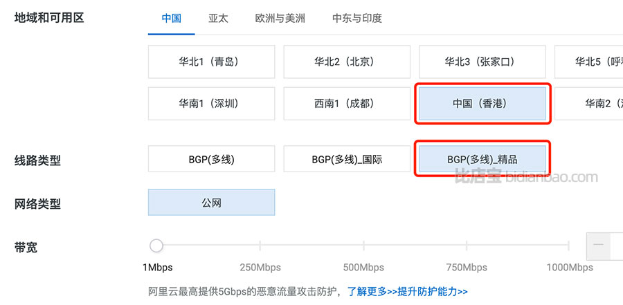 阿里云香港精品EIP价格