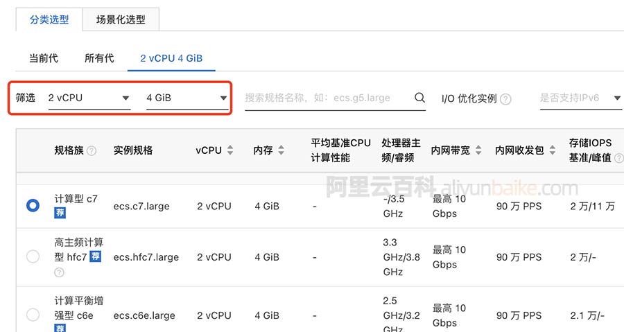 阿里云服务器ECS实例规格选择