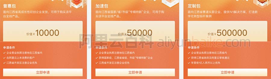 江西省上云补贴阿里云最高50万代金券