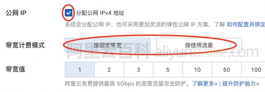 云服务器ECS公网IP和带宽计费模式