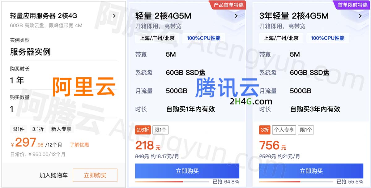 2核4G游戏服务器推荐阿里云和腾讯云