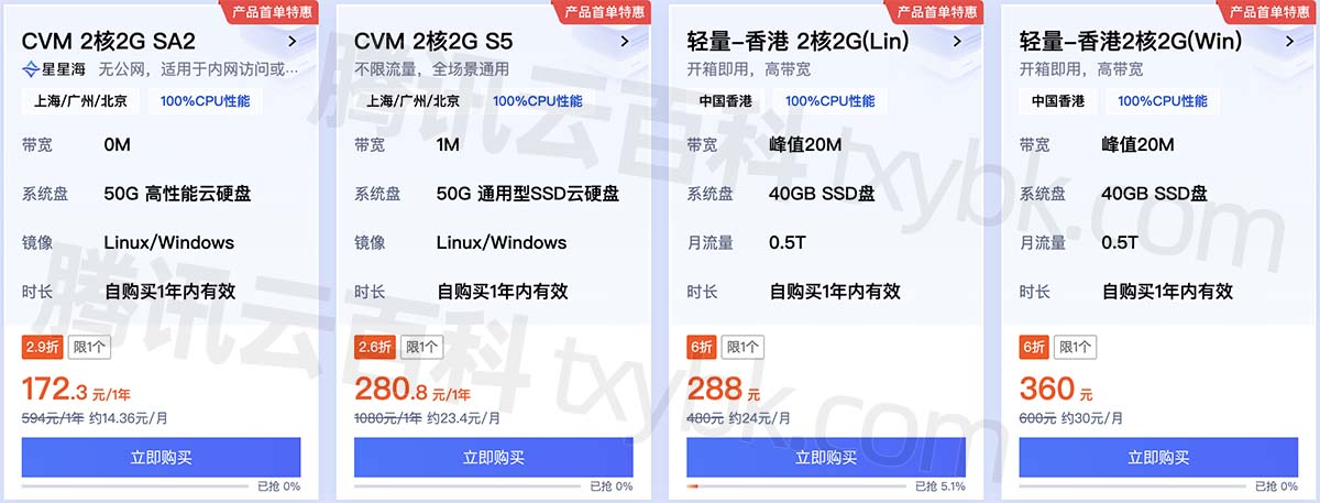 腾讯云CVM服务器优惠价格