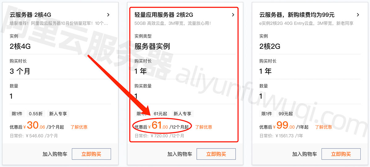 阿里云61元服务器